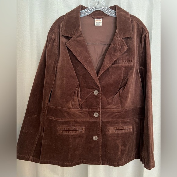 Faded Glory Women’s Plus Brown Corduroy Blazer Jacket 18W/20W - Picture 1 of 7